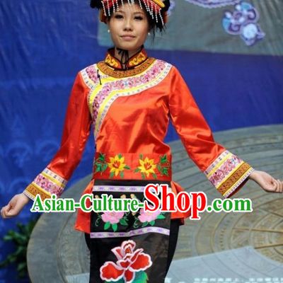 Asian Fashion Chinese Traditional Ethnic Clothing and Hat Complete Set