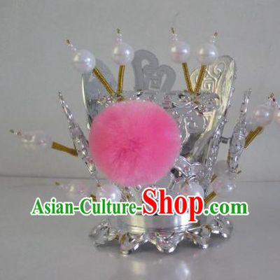 Silver Color Oriental Stage Performance Peking Opera Prince Kids Hat