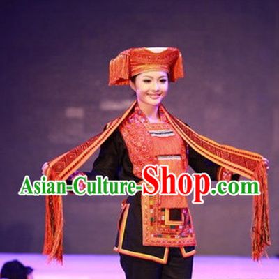Chinese Ladies Minority Ethnic Clothing and Hat