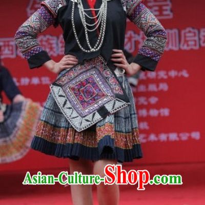 Chinese Traditional Miao Ethnic Clothing Complete Set