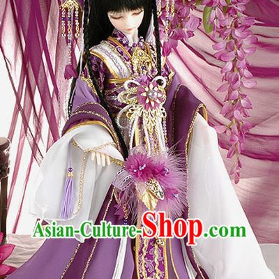 Chinese Traditional Princess Hanfu Clothes and Headdresses Complete Set