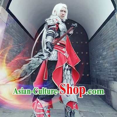 Chinese Cosplay General Armor Costumes and Headdresses Complete Set for Men