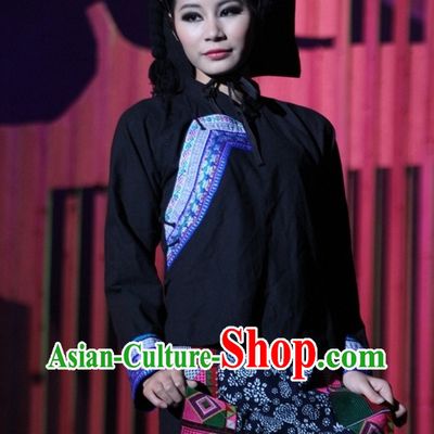Chinese Traditional Ethnic Clothes and Hat Complete Set for Women