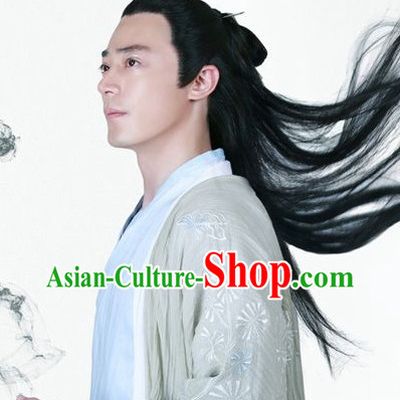 Chinese Traditional Long Black Wig for Men