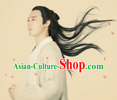 Chinese ancient long black wig for men ancient costumes Chinese ancient long black wig for men ancient costumes