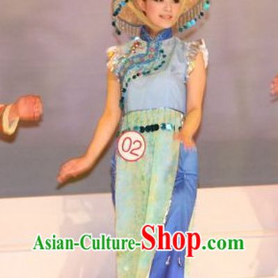Oriental Clothing Chinese Dance Costumes and Hat Cheap Dance Costumes