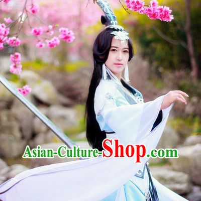 Top Oriental Clothing Chinese Cosplay Halloween Heronine Costumes and Headwear Complete Set