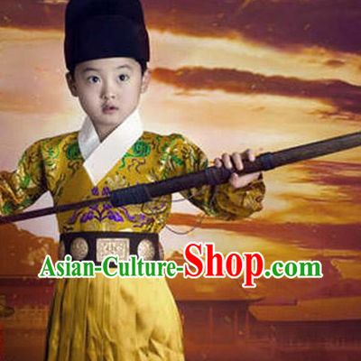 Chinese Ming Dynasty Bodyguard Kids Costumes and Hat Complete Set for Boys