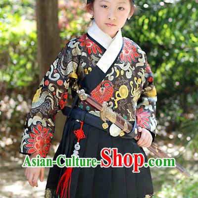 Chinese Ming Dynasty Bodyguard Kids Costumes and Hat Complete Set