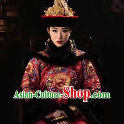 Chinese Qing Dynasty Empress Costumes and Phoenix Hat Complete Set