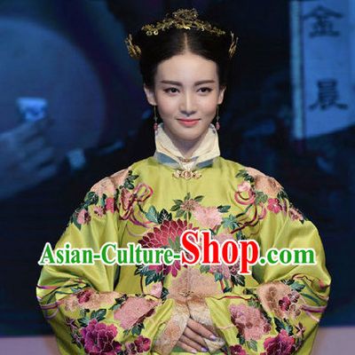 Chinese Traditional Ming Dynasty Imperial Princess Clothing and Hair Jewelry Complete Set