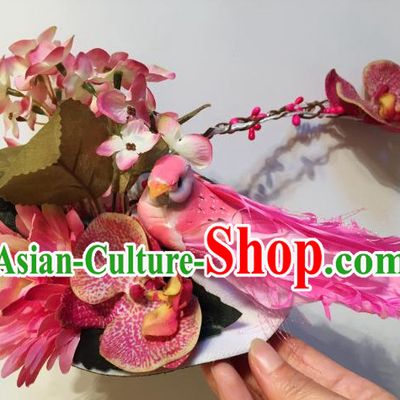Custom Made Designer Bird and Flower Hair Fascinators Hair Slides Headpieces Hair Ornaments