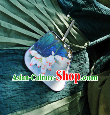 Chinese handmade fan lotus fan embroidered fan custom made Chinese handmade fan lotus fan embroidered fan custom made