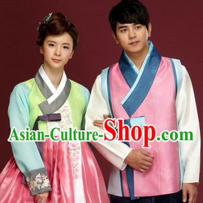 Traditional Korean Custom Made Special Day Customized Hanbok Dress Complete Set for Couple