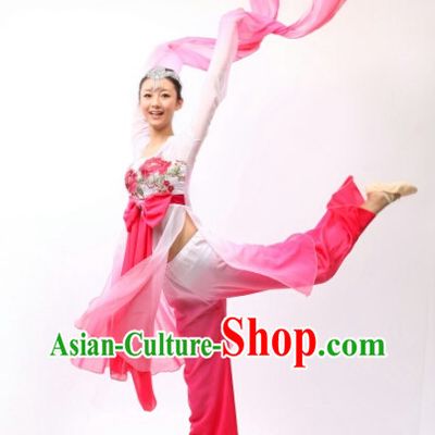 Chinese Traditional Long Sleeve Dancing Costume and Headdresses for Women