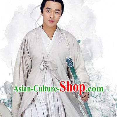 Chinese Swordman Costumes and Headbands Complete Set for Men
