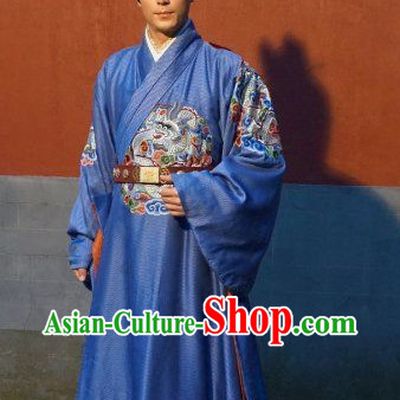 Chinese Traditional Emperor Costume and Crown Complete Set for Men