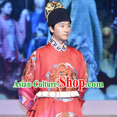 Chinese Ancient Emperor Costume and Hat Complete Set for Men