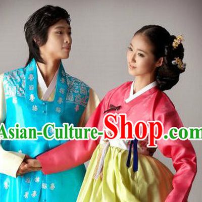 Traditional Korean Custom Made Special Day Customized Hanbok Costumes Complete Set for Couple