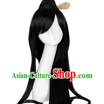 Traditional Asian Chinese Black Long Wig