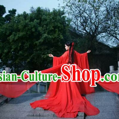 Asia Fashion Ancient China Culture Chinese Red Beauty Halloween Costumes and Headbands