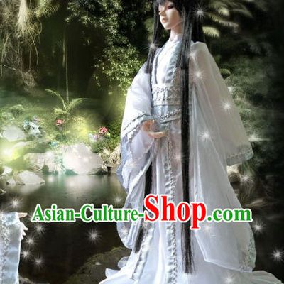 Asia Fashion Ancient China Culture Chinese White Hanfu Dress