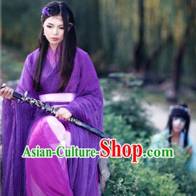 Asia Fashion Ancient China Culture Chinese Purple Kimono Dress