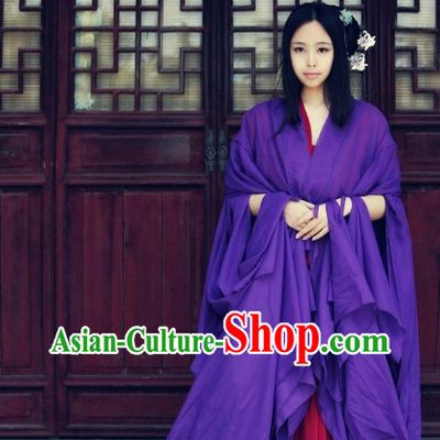 Asia Fashion Ancient China Culture Chinese Purple Long Tail Hanfu Dress