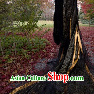 Asia Fashion Ancient China Culture Chinese Black Emperor Kimono Dress and Hat