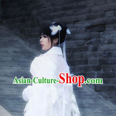 Asia Fashion Ancient China Culture Chinese White Princess Hanfu Clothing