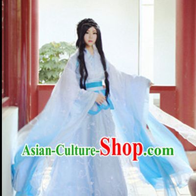 Asia Fashion Ancient China Culture Chinese Traditional White Princess Clothes for Women
