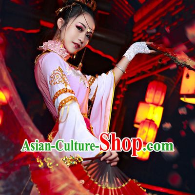 Asia Fashion Chinese Fan Dance Costumes and Hair Accessories Complete Set