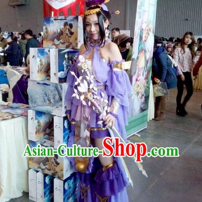 Asia Fashion Chinese Princess Cosplay Costumes and Hair Accessories Complete Set