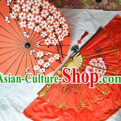 Chinese Traditional Handmade Umbrella and Fan Set