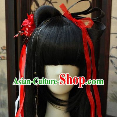 Asian Traditional Chinese Long Wig Ancient Costumes Wigs for Teenagers