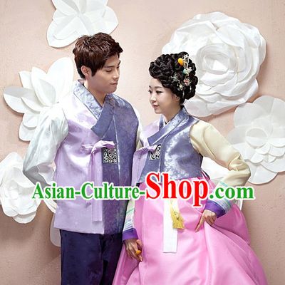 Traditional Korean Custom Made Couple Hanbok Costumes Complete Set