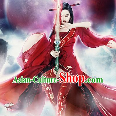 Chinese Red Alluring Woman Costumes Complete Set