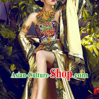 Asian Fashion Chinese Sexy Women's Halloween Costumes and Hair Accessories Complete Set