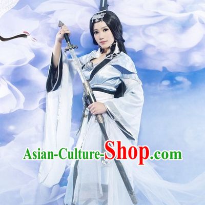 Asia Fashion Chinese Swordwoman Traditional Clothing and Hat