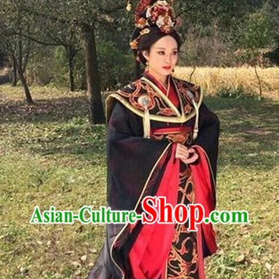 Chinese Ancient Queen Clothing and Hair Jewelry Complete Set