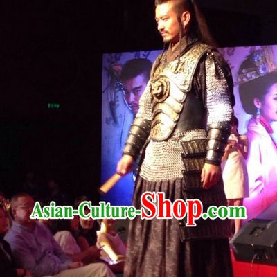 Chinese Ancient General Armor Clothes and Headwear Complete Set