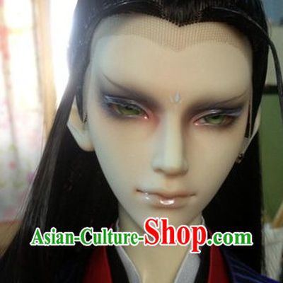 Chinese Traditional Black Long Wig for Men