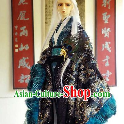 Chinese Traditional Prince Peacock Costumes and Hair Accessories