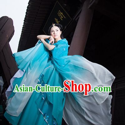 Chinese Ancient Blue Fairy Costumes