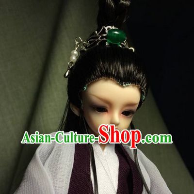 Asia Fashion Chinese Prince Black Long Wig and Hair Accessories Headbands Hair Jewelry