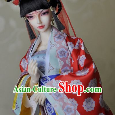 Chinese Traditional Empress Black Long Wig and Hair Jewelry Complete Set