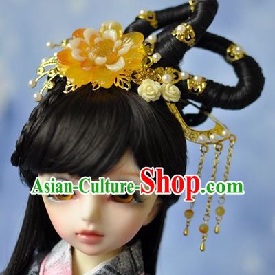 Traditional Chinese Princess Black Wig and Hair Jewelry