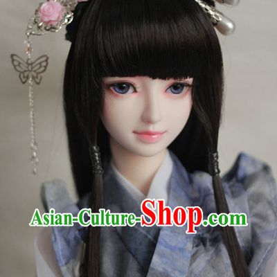 Traditional Chinese Lady Black Wig and Hair Jewelry