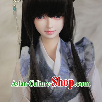 Traditional Chinese Beauty Black Wig and Hair Jewelry