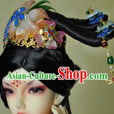 Traditional Chinese Women's Black Wig and Hair Accessories